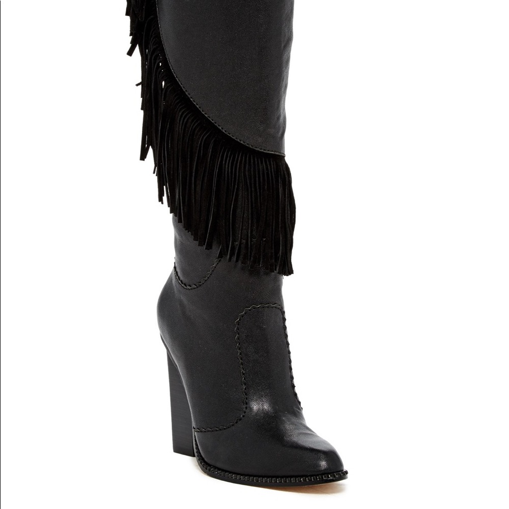 Cynthia Vincent Tall fringe boots